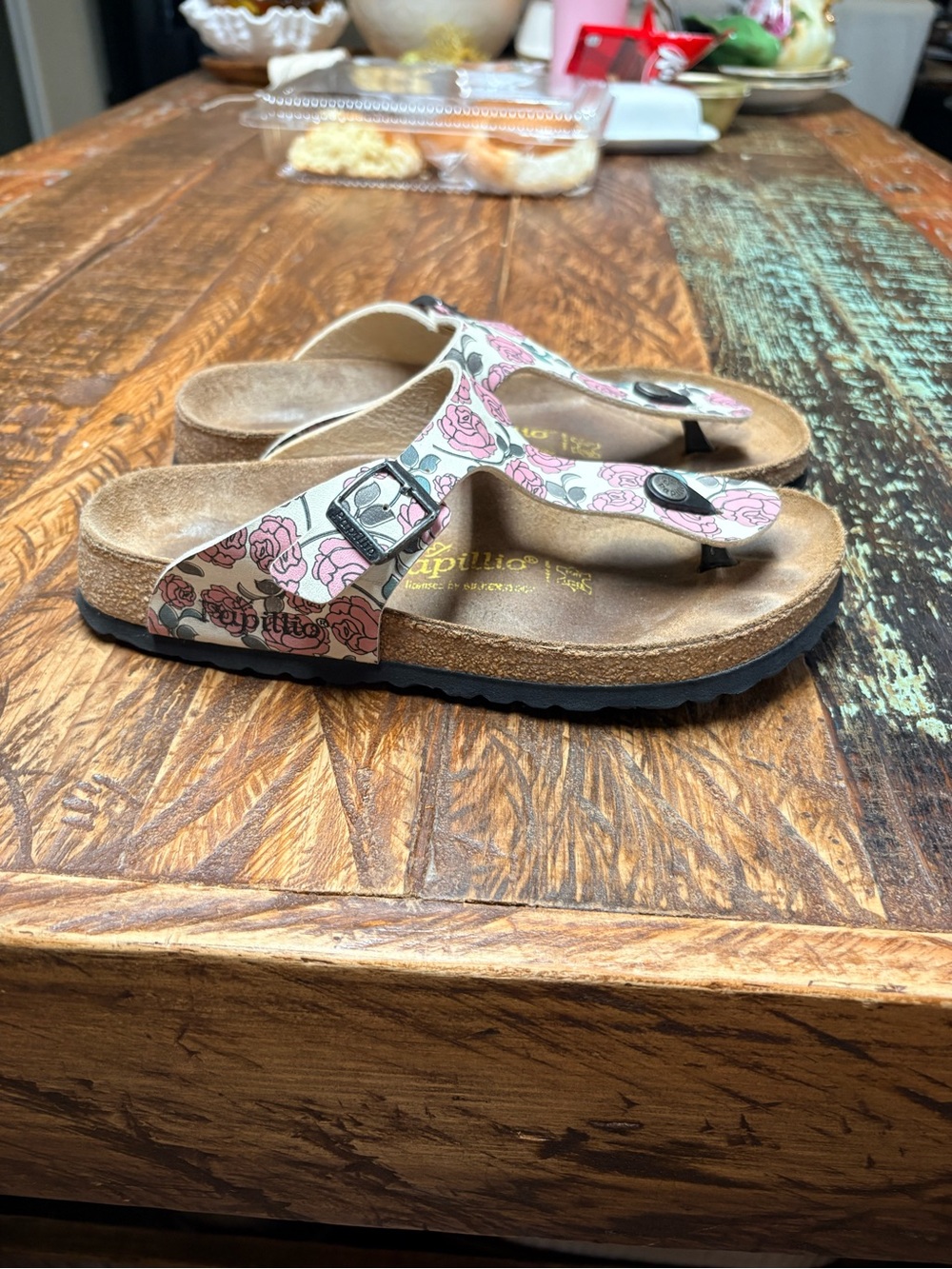 Papillio By Birkenstock Women’s Gizeh Pink Floral Print Thong Sandals Size 8 - Picture 4 of 9